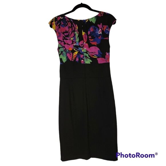 Trina Turk Black And Floral Print Dress Size 10 - Picture 2 of 4